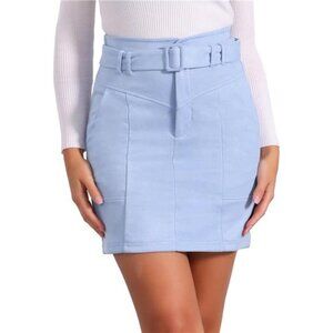 Faux Suede Skirt for Women Blue